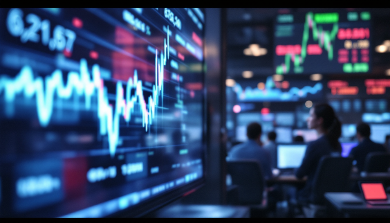 코스피 지수 변동성 롤러코스터와 걱정하는 투자자들의 모습