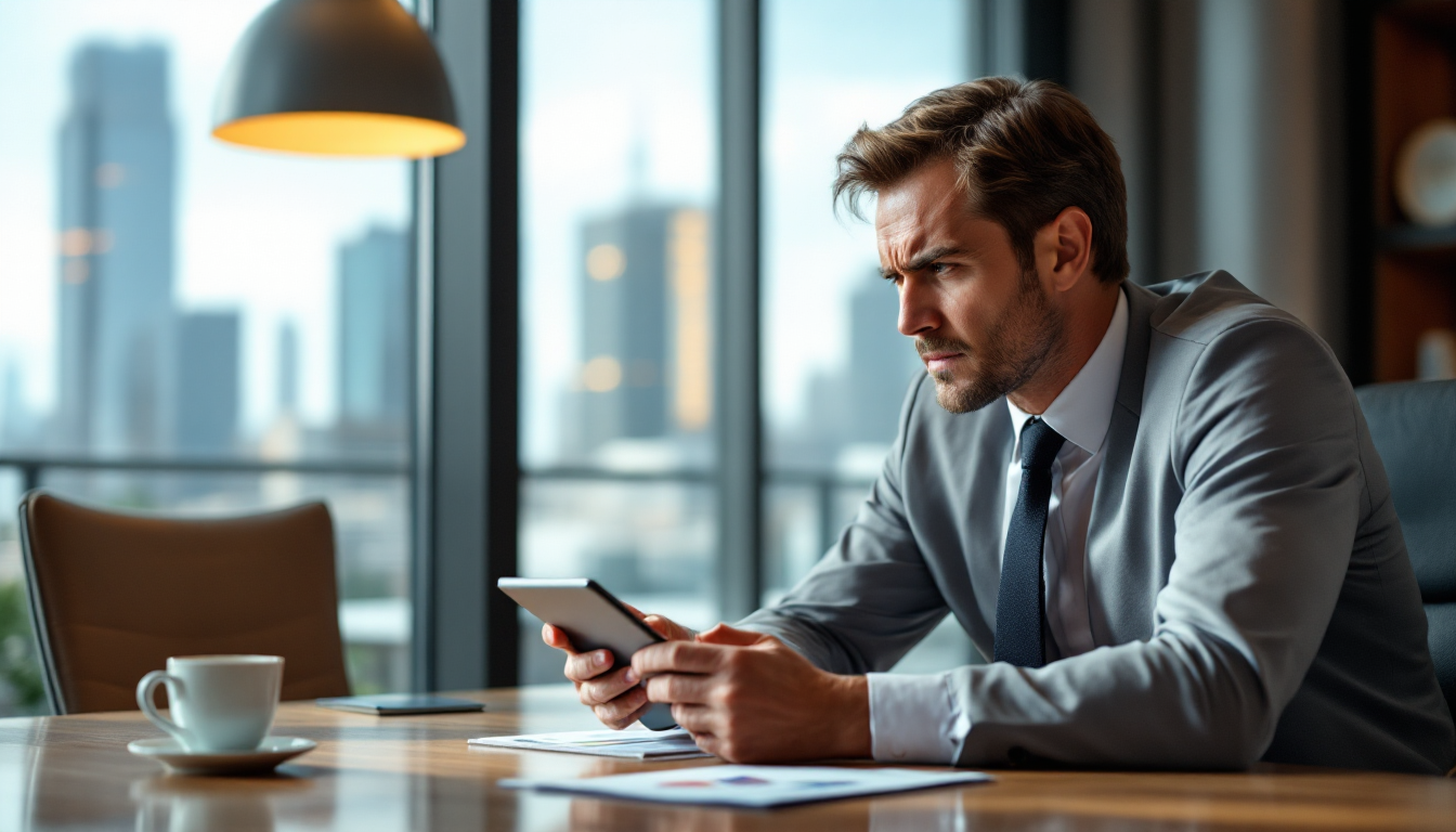 과도한 집중 투자와 개발 지연으로 인한 부동산 투자 실패 위험을 표현한 회의 장면 이미지